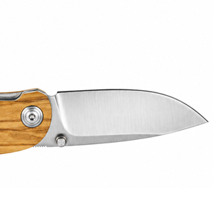 Cuchillos Plegables con Mango de Madera Marrón Claro Natural, Hoja Plateada, Funda de Cuero Negra y Cordón para Uso Diario al Aire Libre - Product Image 2