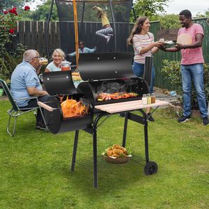 Grande capacità 44*25*44 pollici doppio forno griglia a carbone all'aperto campeggio Picnic nero acciaio inox BBQ camino verniciato - Product Image 4