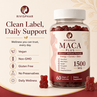 Gummies de Maca pour Femmes 1500 mg Énergie Vitalité Bien-être de la Peau Végétalien à Base de Plantes 60 Gummies Maca Noire Tribulus pour OEM ODM Marque Privée