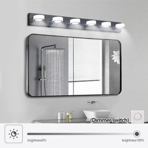 Sleek 45\" Modern 6-<b>Light</b> LED <b>Vanity</b> <b>Light</b> Sleek Black Wall Fixture for Bathroom <b>Mirror</b> & Shower Decor - Product Image 3
