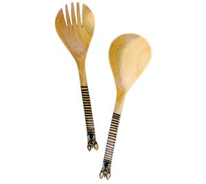 Juego de 2 utensilios de madera de mango para servir ensaladas, diseño moderno, a un precio asequible. - Product Image 1
