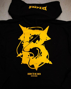 Ensemble de survêtement unisexe en coton respirant noir à capuche avec imprimé jaune intense, style Hip Hop, streetwear décontracté deux pièces grande taille - Product Image 4