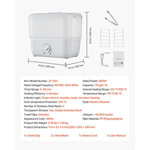 Scaldasalviette Portatile a Vapore da 4 Litri, Riscalda Rapidamente 12-15 Asciugamani con Indicatore a Clip per Trattamenti Viso Veloci - Product Image 6