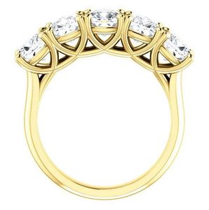 Anillo de Boda de Moissanita con Cinco Piedras de Corte Cojín, Plata de Ley 925, Apilable, Anillo de Aniversario Nupcial, Regalo de Lujo para Ella - Product Image 4