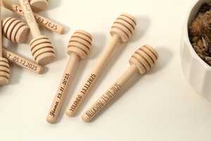 Premium Wooden Honey Dipper Stick Honey Drizzler Honey Stirring <b>Spoon</b> Natural Wood Honey Server for Home Kitchen Use - Product Image 5