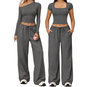 Ensemble de yoga côtelé sans couture personnalisé pour femme, tenue de fitness deux pièces, leggings taille haute, soutien-gorge de sport, vêtements de gym, tenue de sport, OEM - Product Image 5