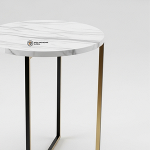 Nordic Style Gold Wire Hourglass <b>Stool</b> Elegant Marble Top <b>Vanity</b> <b>Stool</b> Contemporary Ring Base Accent <b>Table</b> - Product Image 2