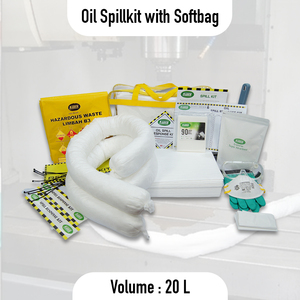 Kit de Réponse aux Déversements d'Huile SABER, Capacité 100L, avec Poignée Jaune et Sac Transparent pour la Sécurité sur le Lieu de Travail - Product Image 1