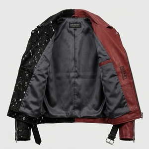 Custom Mens Genuine Cowhide <b>Leather</b> <b>Jacket</b> Half Textured Spotted Fur Biker Outerwear Motorcycle Coat Splice Zipper <b>Blazer</b> - Product Image 3