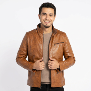 Veste universitaire en cuir pour homme de haute qualité avec col montant, logo sur le devant, style vintage, doublure en coton à capuche – Meilleur prix - Product Image 1