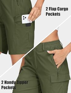 Shorts cargo de randonnée pour femmes, 7 pouces, séchage rapide, légers, pour le golf, athlétiques, décontractés, tendance, avec 5 poches, élastiques, boutonnés - Product Image 4