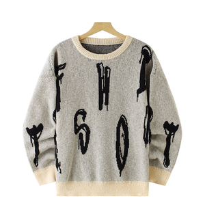Suéter de Punto Gris para Hombre WARPRO INDUSTRY, Manga Larga, Sólido, Ropa de Invierno, 100% Algodón, Corte Regular, Transpirable - Product Image 1