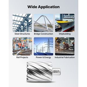 Set di 8 Frese Anulari con Gambo Weldon HSS, 6 Punte da 2 Pollici, Profondità di Taglio 7/8 Pollici, Diametro di Taglio per Trapani a Base Magnetica - Product Image 6