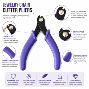 Alicates de corte lateral para joyería con mango morado, corte baguette cónico para recortar cadenas DIY - Product Image 5