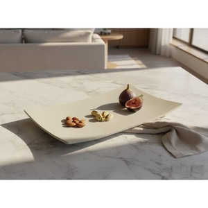 Premium <b>Matte</b> Black Rectangular Serving Tray Modern Decorative Metal Fruit Platter With Integrated Handles For Coffee <b>Table</b> - Product Image 4