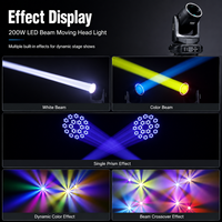 200 LED Beam Moving Head, compatible avec le contrôle DMX512, adapté aux équipements d'éclairage de scène pour DJ, avec base d'ampoule E27.