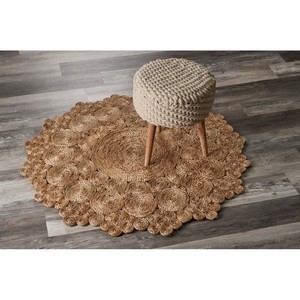 Tapis rond en jute, style bohème, couleur unie, tissage plat, pour salon, nettoyage facile, épaisseur fine - Product Image 2