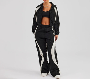 Premium Quality Nylon Tracksuit <b>Set</b> Jacket Lightweight <b>Waterproof</b> Breathable Training Windbreaker Women Tracksuit - Product Image 3