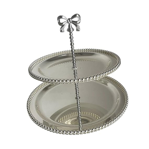 Bow Design Cupcake <b>Stand</b> 2 Tier Table Decoration <b>for</b> Parties Housewarming <b>Afternoon</b> <b>Tea</b> Silver <b>Cake</b> <b>Stand</b> - Product Image 5