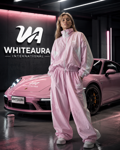 Conjunto Deportivo de Mujer con Capucha Rosa, Cierre de Cremallera Completo, Corte Holgado, Estilo Deportivo, Color Sólido, Material de Poliéster Transpirable - Product Image 1