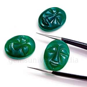Natural Green Onyx Hand Carved <b>Face</b> Shape Loose Gemstone Charms For Jewelry <b>Making</b> Onyx Human <b>Face</b> Figurine Carvings Wholesale - Product Image 4