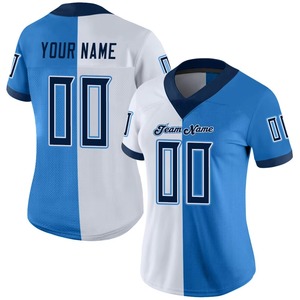 Camiseta de Fútbol Americano Estilo Lujo al por Mayor, 100% Poliéster, Azul Marino y Blanco, Malla Transpirable, Tallas Grandes, a la Moda - Product Image 3