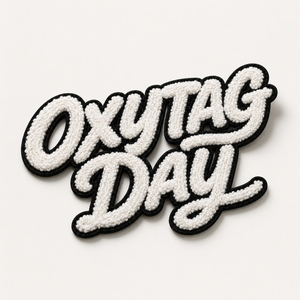 Patch brodé en chenille Oxytag Day, appliqué thermocollant, motif alphabet, blanc avec contour noir, prix abordable, OEM, personnalisé, vente en gros - Product Image 3