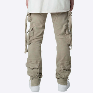 Pantalon cargo décontracté sur mesure de haute qualité pour hommes, taille plus, coupe droite, léger, taille élastique, multi-poches, 100% coton respirant - Product Image 6