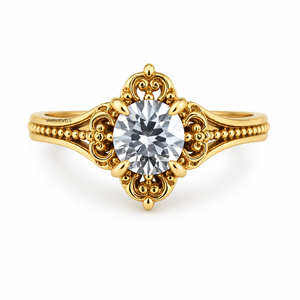 Round Cut Moissanite Engagement <b>Ring</b> in 10K 14K 18K Gold 925 935 Silver <b>Rhodium</b> Plated for Wedding Anniversary - Product Image 3
