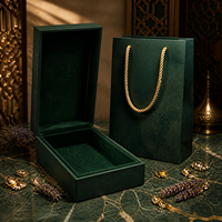 Caja de Regalo Vacía Verde Esmeralda Firduas con Bolsa de Compras, Inserto de Terciopelo, Embalaje para Vino y Perfume, Logotipo Personalizado, Rígida, OEM