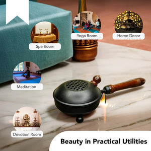 Iron Incense Burner <b>Wooden</b> Handle Handmade Premium Quality Eco-Friendly Durable Decorative Burner for Home <b>Temple</b> Meditation - Product Image 4
