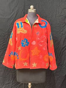 <b>Handmade</b> Suzani Embroidered Quilted Sheep Skin Winter Cotton Breathable Woven Floral Outerwear Jackets for Women - Product Image 3