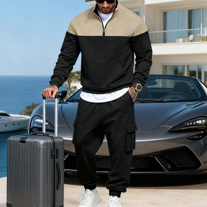 PASUXI Tuta Sportiva da Uomo a Blocchi di Colore, Vestibilità Ampia, Stile <span class=keywords><strong>Cargo</strong></span>, con <span class=keywords><strong>Felpa</strong></span> con Collo Alto <span class=keywords><strong>e</strong></span> Pantaloni Jogger, Set 2 Pezzi - Product Image 5