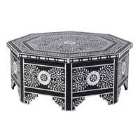 Table console Belladec en os incrusté avec tiroir, fabrication artisanale, pieds modernes, design écologique, léger et durable, meubles pour la maison