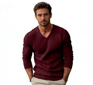 Autumn Winter New Men's <b>Pullover</b> V Neck Knitted Sweater Fashion Solid Color Long Sleeve <b>Jumper</b> Casual Business Slim Fit Sweaters - Product Image 3