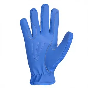 Gants d'équitation bleus en cuir de chèvre à doigts entiers avec fermeture à boucle, respirants, unisexes, pour l'équitation en extérieur - Product Image 5