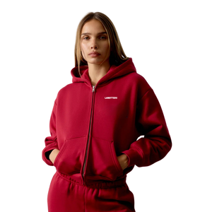 Womens Full <b>Zip</b> Hoodie Tracksuit Set Straight Leg <b>Trousers</b> Drawstring Waist Fit Two Piece Casual Travel Lounge Streetwear Outfit - Product Image 3