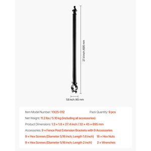 Galvanized Post <b>Extender</b> 1.3\" 1.5\" Top Fence U Bracket 9 Packs 27.4\" Height <b>Chain</b> Link Fence Extensions Garden Supplies - Product Image 5