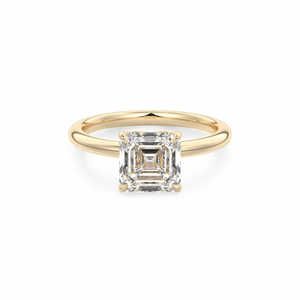 Anillo de compromiso minimalista de oro de 14K/18K con diamante solitario de corte Asscher cultivado en laboratorio, anillo de diamante de corte cuadrado escalonado - Product Image 1