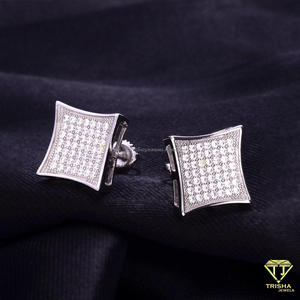 Boucles d'oreilles carrées audacieuses en argent sterling 925 avec diamant Moissanite et pierre brillante pour revendeurs de bijoux - Product Image 6