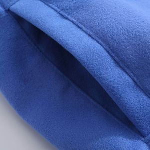 Blue Varsity <b>Jacket</b> Unisex Casual Fleece Stand Collar Eco-friendly Finished Winter Wear Solid Color Button Front Regular Fit - Product Image 3