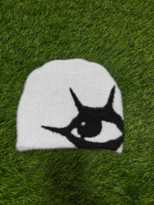Mohair Beanie Outdoor Custom High Quality Beanies Keep Warm Skull Fisherman Winter Street Wear Mohair Beanie <b>Hat</b> Custom logo - Product Image 3