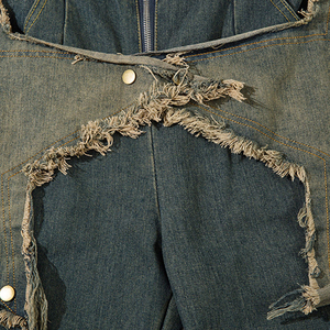 High Waist Loose Fit Ripped Distressed Denim Cargo Pants Streetwear Style Autumn Wear Men's Jeans - Product Image 5