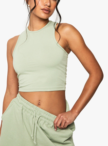 Sleeveless Hot Selling article 100% cotton 2-Piece crop top & short <b>set</b> for women Summer casual wear Women jogging <b>set</b> - Product Image 5