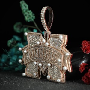 VVS Moissanite S925 <b>Silver</b> IGI Certified Diamond Pendants Hiphop Gold Plated Custom M Letter Shape Diamond Pendants & <b>Charms</b> - Product Image 3