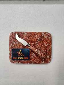 Tablas de Queso Aptas para Alimentos con Juego de Cuchillos para Mantequilla, Resina Epoxi con Piedras Incrustadas, Diseño de Plato para Cortar Queso al Mejor Precio - Product Image 3