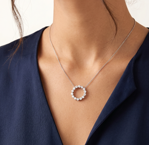 Manufacturer 10K 14K 18K <b>Solid</b> <b>Gold</b> Round Cut Lab Diamond <b>Pendant</b> Necklace Minimalist Snake Chain Circle <b>Pendant</b> IGI Certified - Product Image 1