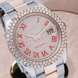 Bust Down Moissanite Watch-นาฬิกา Moissanite ชุด100%, นาฬิกาสไตล์แร็ปเปอร์ระดับพรีเมี่ยมส่องแสงในราคาถูกโดยผู้ขายชาวอินเดีย - Product Image 3
