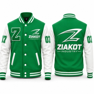 เสื้อแจ็คเก็ตวาร์ซิตี้สีเขียวสำหรับผู้ชาย ZIAKOT พร้อมพิมพ์โลโก้ Z ทรงปกติสำหรับใส่ในฤดูใบไม้ร่วง - Product Image 1