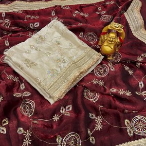 Sari de seda suave de primera calidad con lentejuelas, fabricante y proveedor de moda femenina de Surat - Product Image 3